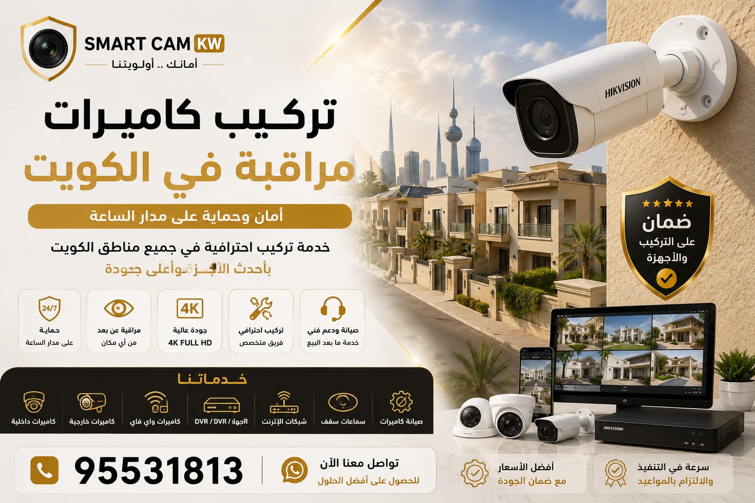تركيب كاميرات مراقبة في الكويت|فني كاميرات Smart Cam الكويت